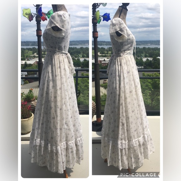 Vintage Gunn Sax by Jessica McClintock Prairie Dress Cottage-core  - Size 9 - Picture 11 of 17